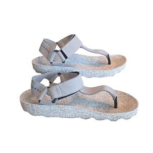 ASPORTUGUESAS Cork Footbed Platform Sandals Women Size 41 Beige Speckled